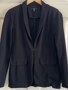 Papaya Black Women's Blazer Jacket - Open Front with Flap Pockets
